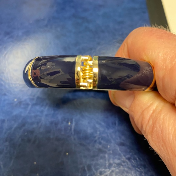 New Landau navy blue enamel bracelet with rhinestone accents - Picture 3 of 7